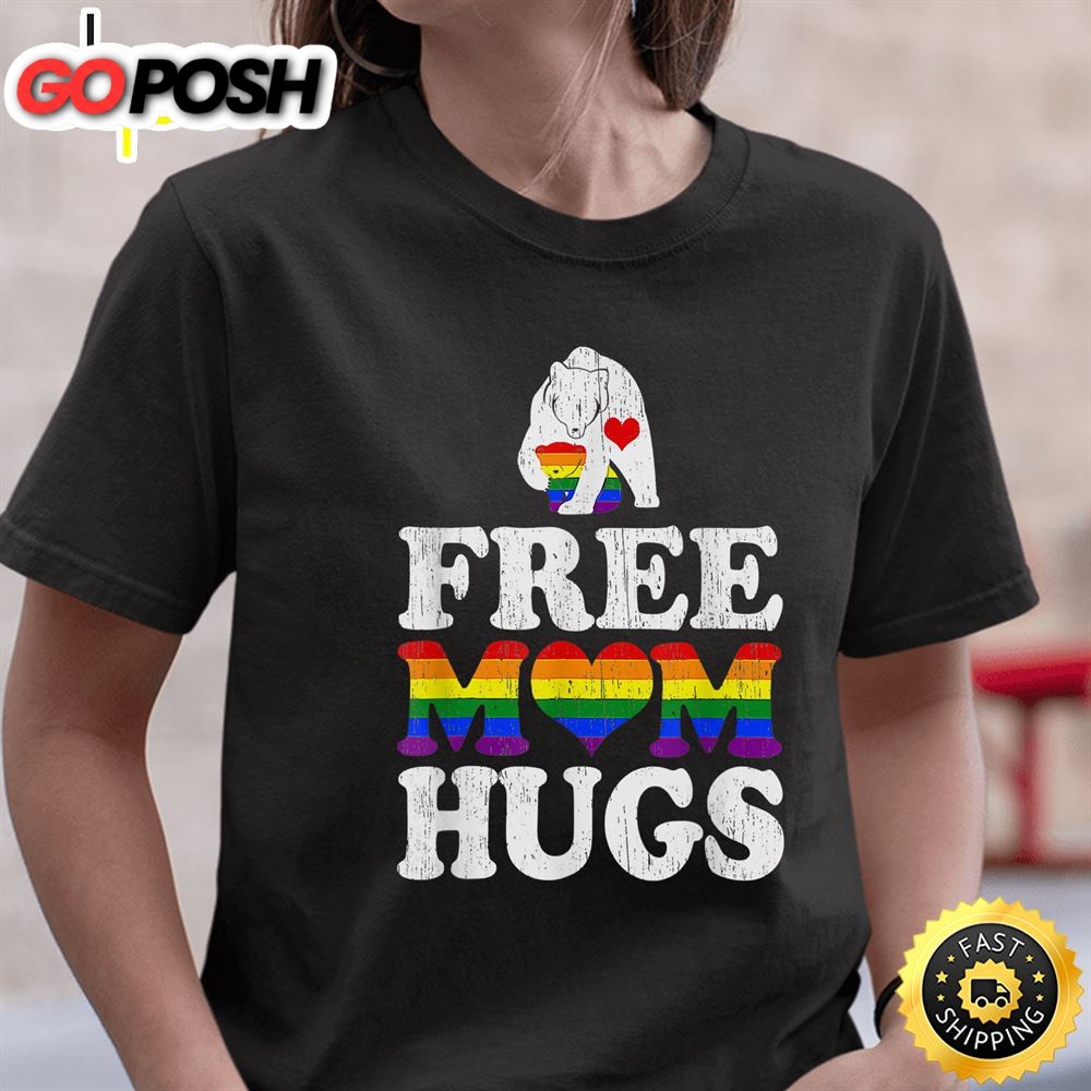 Free Mom Hugs Mama Bear For Pride Month LGBT Valentines Day T-shirt