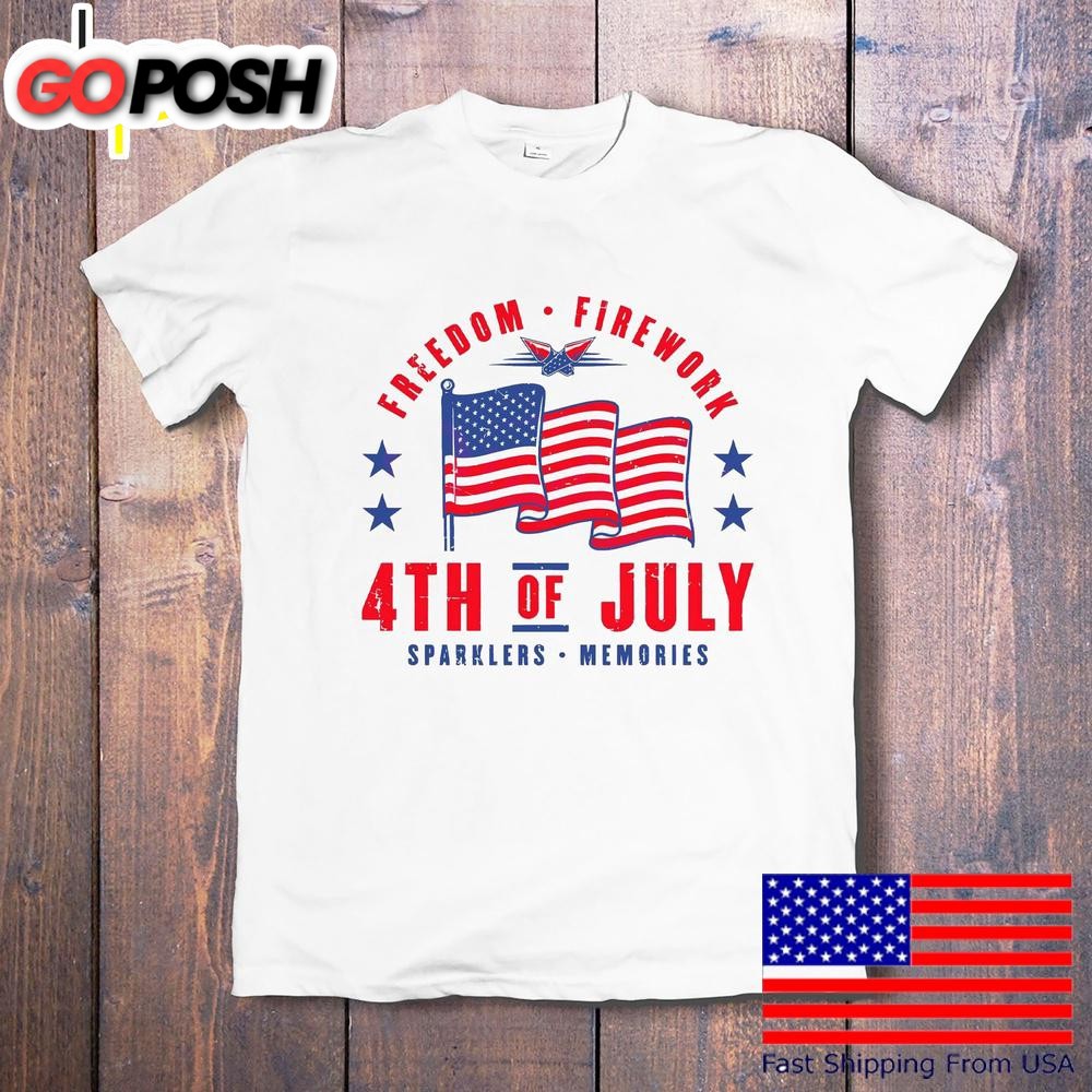 Freedom Fireworks 4th Of July Usa Flag Patriotic T-Shirt