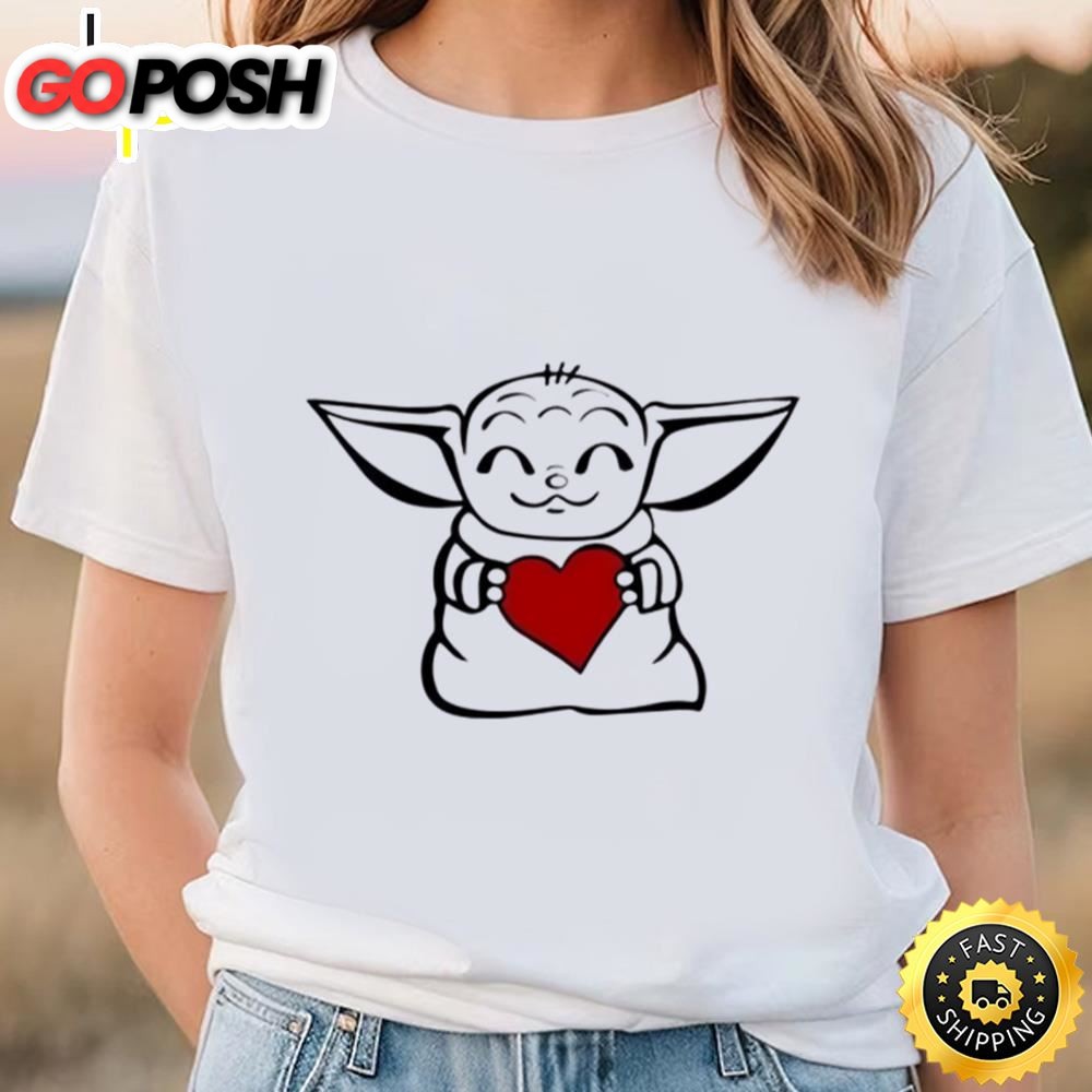 Funny Baby Yoda Hug Heart Will You Be My Valentine Shirt