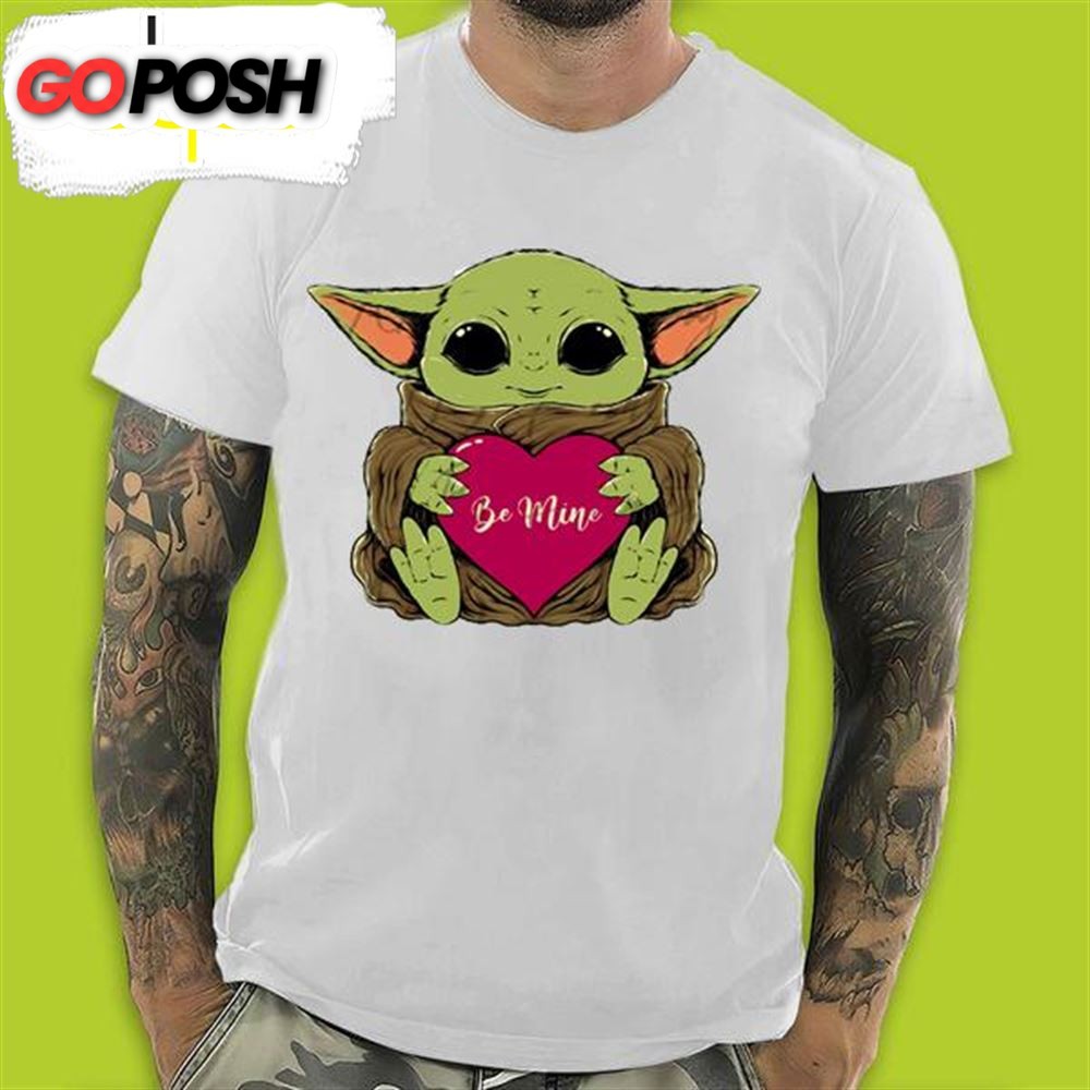 Funny Baby Yoda Hug Love Heart Be Mine Valentines Day T-Shirt