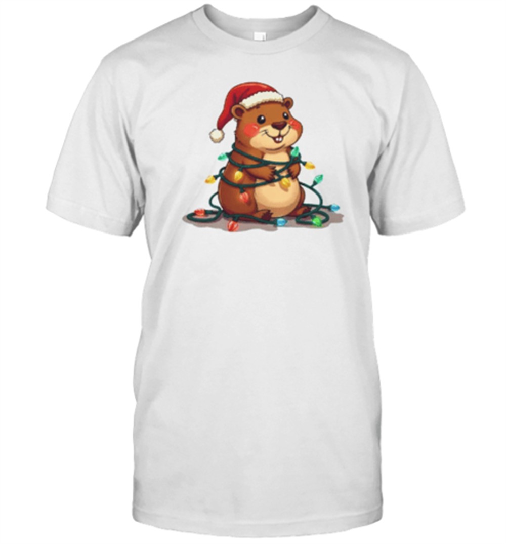 funny-capybara-with-christmas-light-bulbs-t-shirt-kitxv2np Funny Capybara With Christmas Light Bulbs T-Shirt