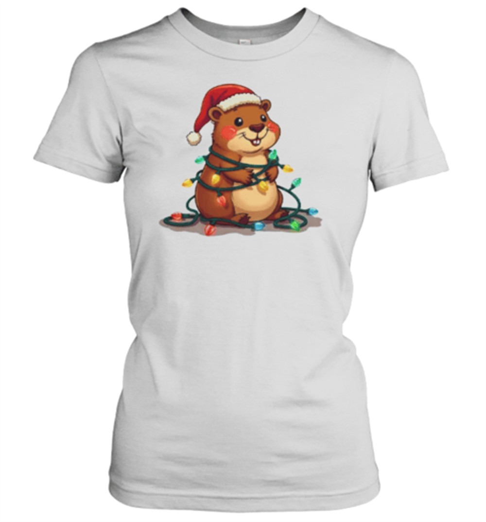 funny-capybara-with-christmas-light-bulbs-t-shirt-kitxv2np Funny Capybara With Christmas Light Bulbs T-Shirt
