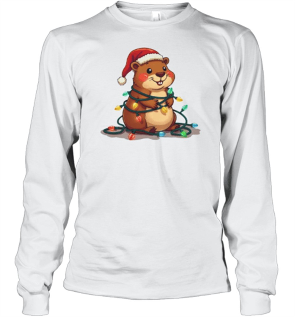 funny-capybara-with-christmas-light-bulbs-t-shirt-kitxv2np Funny Capybara With Christmas Light Bulbs T-Shirt
