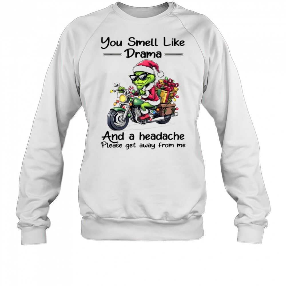 funny-grinch-santa-hat-you-smell-like-drama-and-a-headache-please-get-away-from-cl8jncw7 Funny Grinch Santa hat you smell like drama and a headache please get away from me Christmas shirt