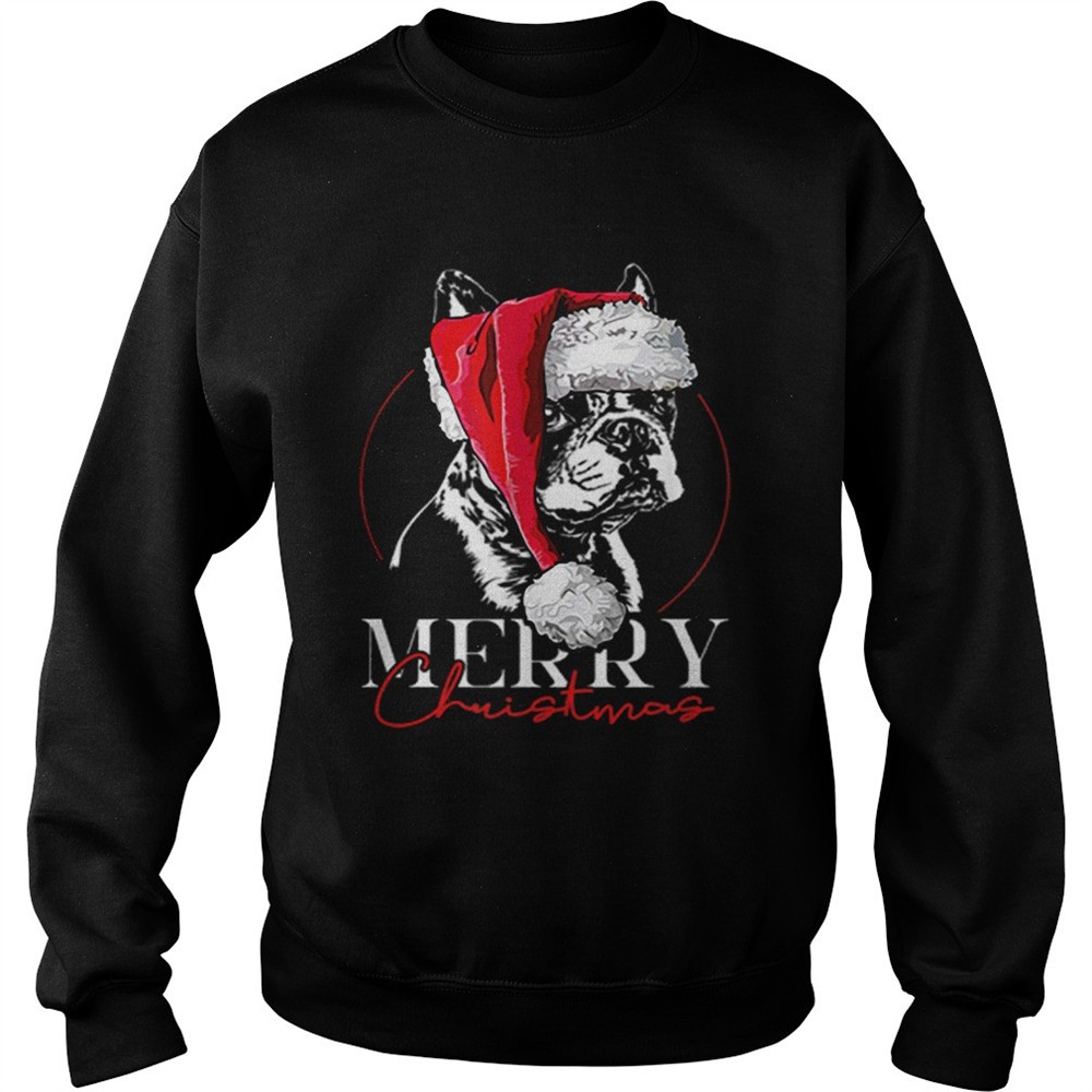 Funny Santa Boston Terrier Merry Christmas dog mom gift shirt
