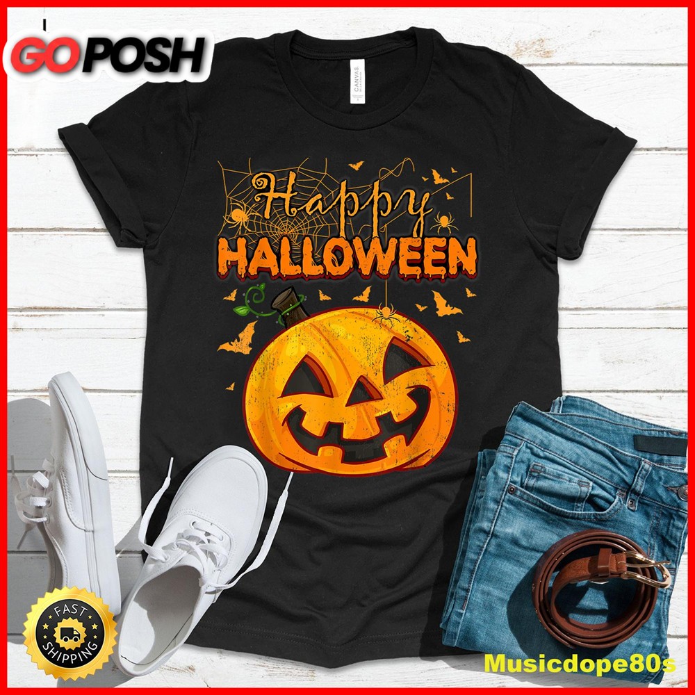 Funny Spooky Season Retro Pumpkin Happy Halloween T-Shirt
