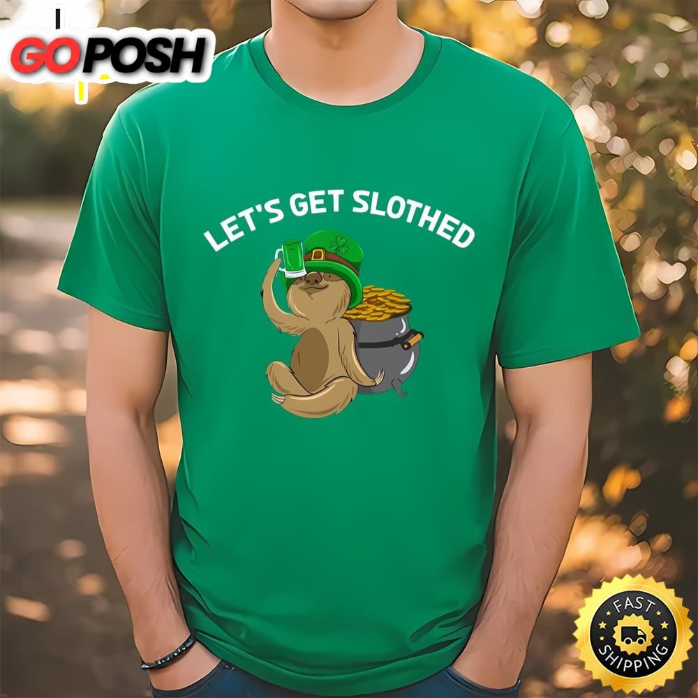 Funny St Patricks Day Sloth Pattys Shamrock Shirt