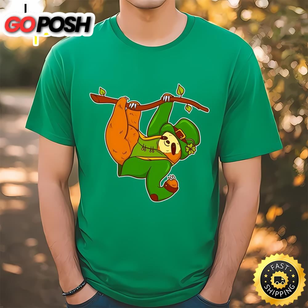 Funny St.Patricks Day Sloth Leprechaun T-Shirt