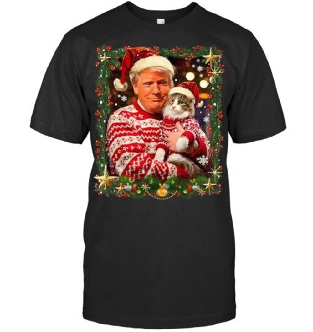 Funny Trump Christmas Sweater for Cat Lovers Ugly Xmas Sweatshirt