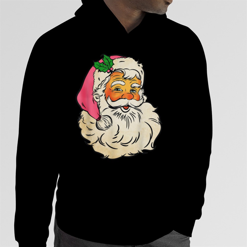 Funny Vintage Pink Santa Claus Pink Christmas Design T-Shirt B0BM89B6QH