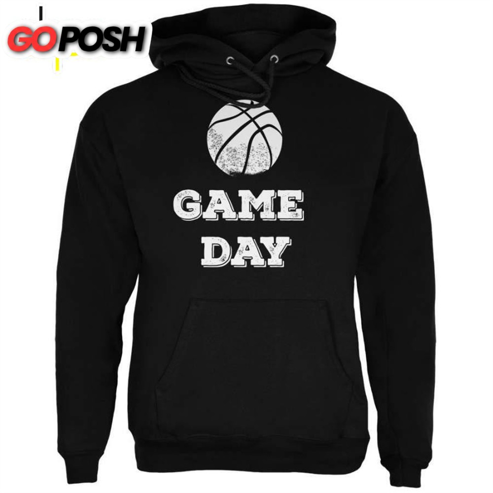 Game Day Basketball Black Adult Hoodie
