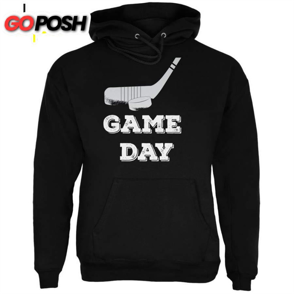 Game Day Hockey Black Adult Hoodie