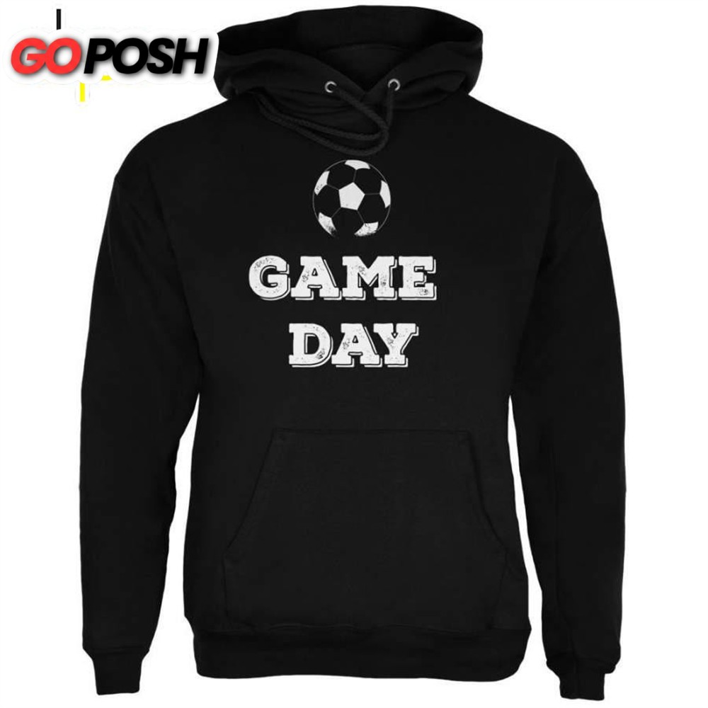 Game Day Soccer Black Adult Hoodie