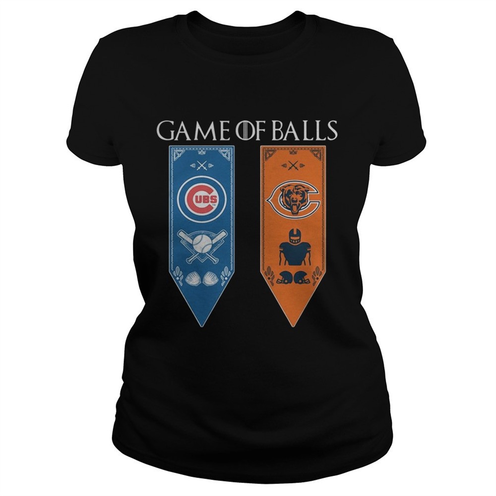 Game of Thrones game of balls Chicago Cubs and Chicago Bears tshirt