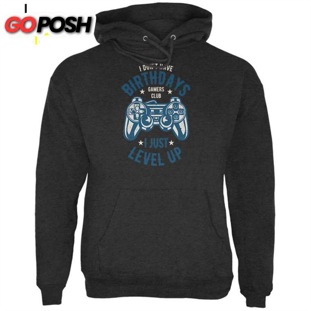Gamer Birthday Level Up Blue Mens Hoodie
