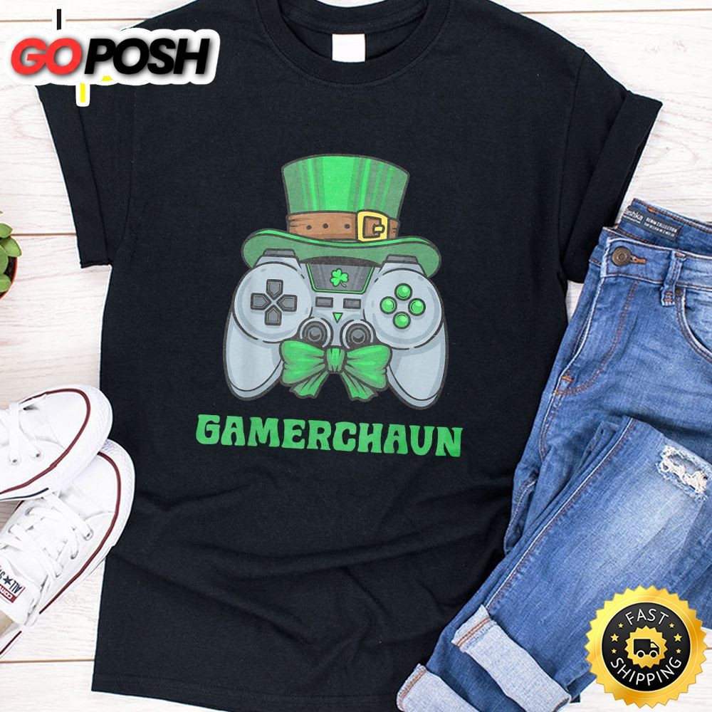 Gamer St Patricks Day Green Lucky Boys Kids Gift Fun T-Shirt