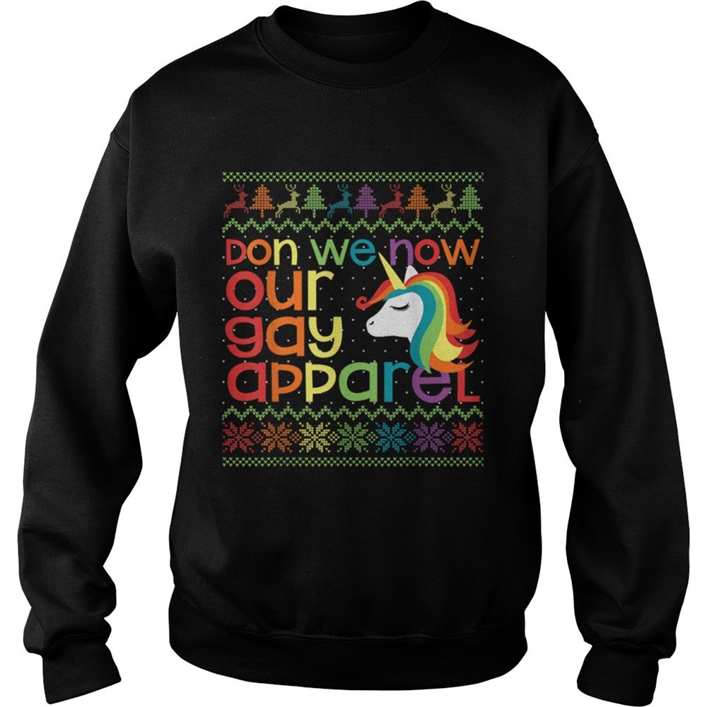 Gay Christmas Rainbow Unicorn Don We Now Our Gay Apparel shirt