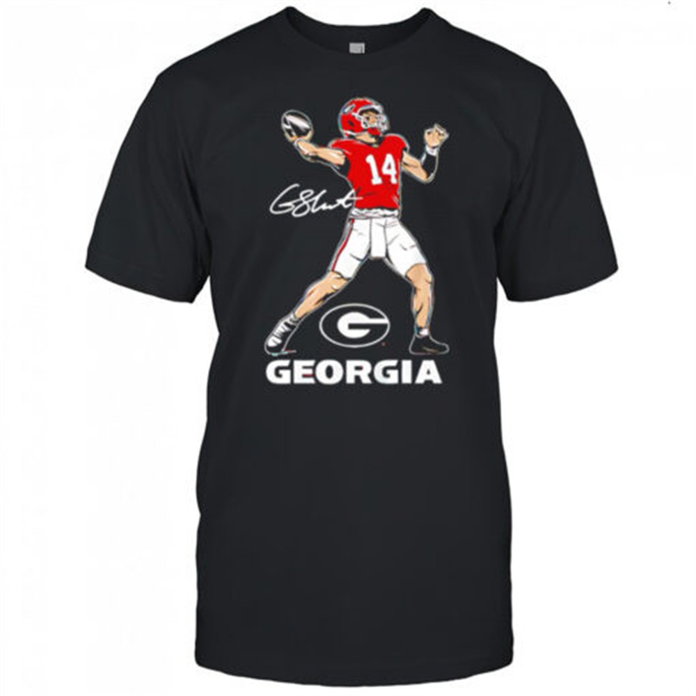 georgia-bulldogs-football-gunner-stockton-superstar-pose-signature-shirt-ol6paiqm Georgia Bulldogs football Gunner Stockton Superstar Pose signature shirt