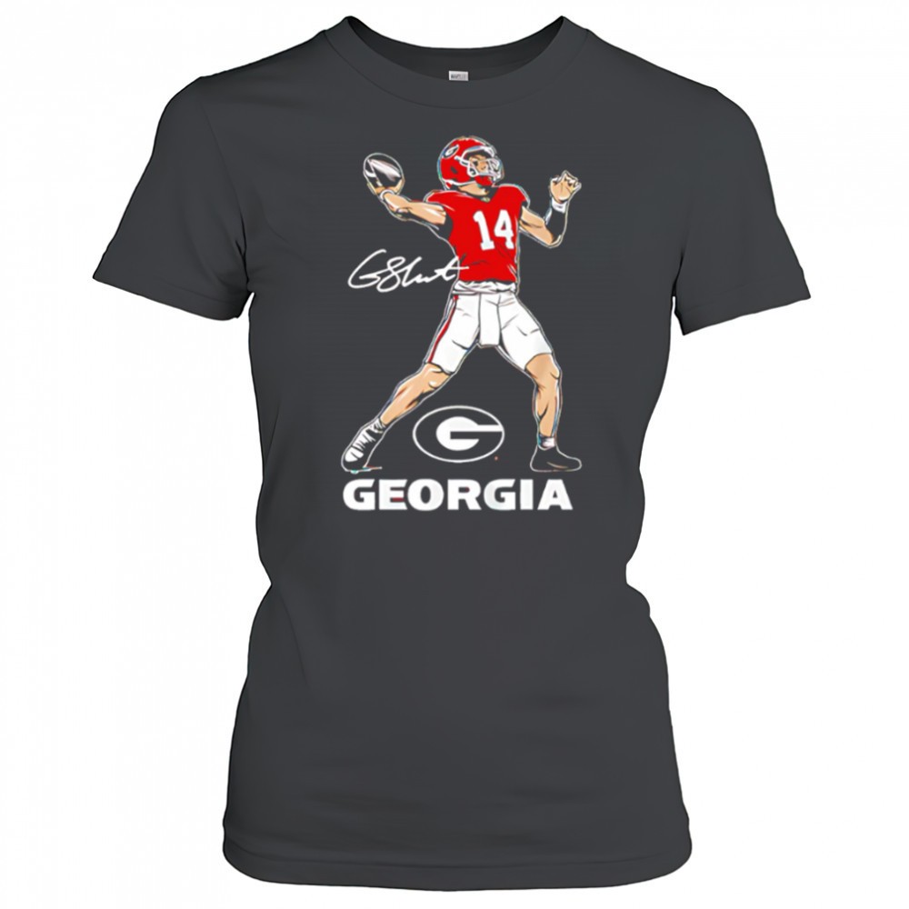 georgia-bulldogs-football-gunner-stockton-superstar-pose-signature-shirt-ol6paiqm Georgia Bulldogs football Gunner Stockton Superstar Pose signature shirt