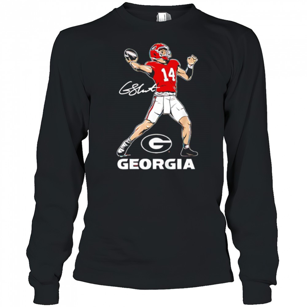 georgia-bulldogs-football-gunner-stockton-superstar-pose-signature-shirt-ol6paiqm Georgia Bulldogs football Gunner Stockton Superstar Pose signature shirt
