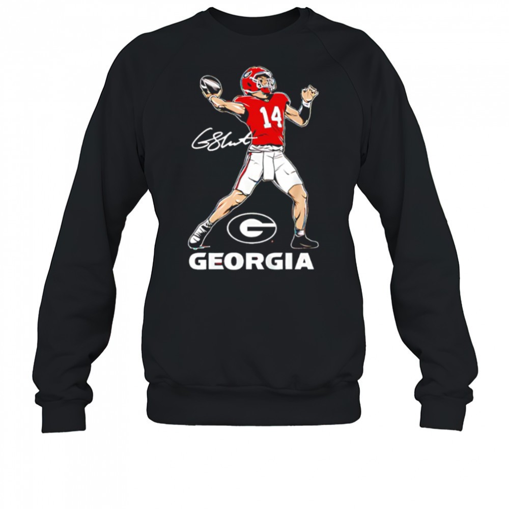 georgia-bulldogs-football-gunner-stockton-superstar-pose-signature-shirt-ol6paiqm Georgia Bulldogs football Gunner Stockton Superstar Pose signature shirt