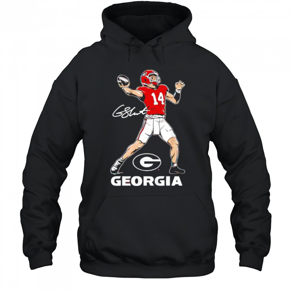 Georgia Bulldogs football Gunner Stockton Superstar Pose signature shirt