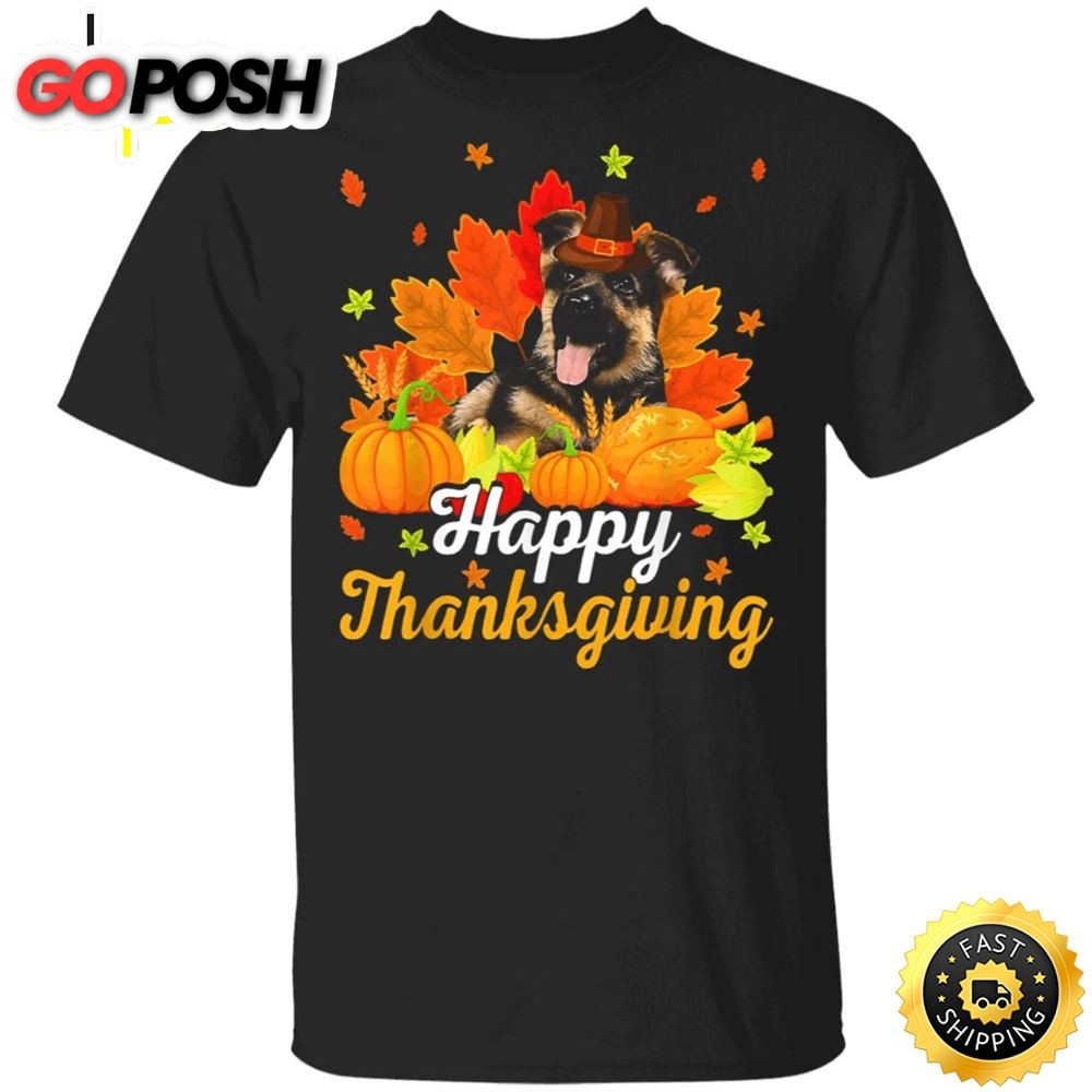 German Shepherd Happy Thanksgiving T-Shirt Adorable Dog Hallothanksmas Tee Gifts For Dog Owners