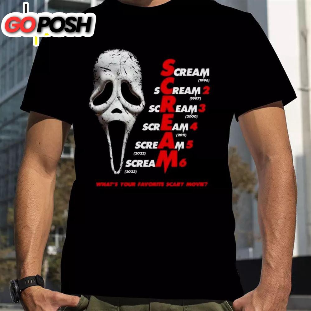 Ghostface Scream Whats Your Favorite Scary Movie Halloween 2025 Tshirt