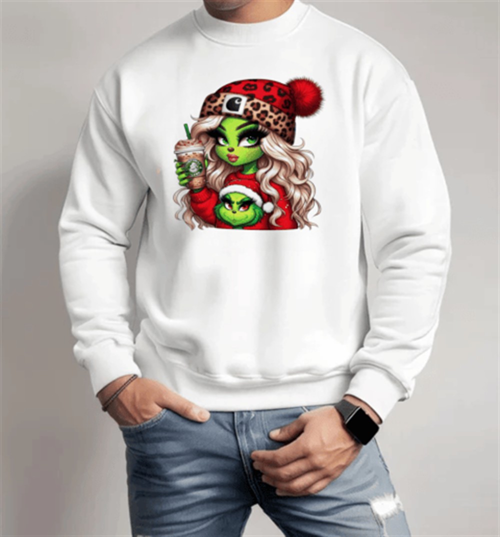 girl-grin-with-coffee-and-cheetah-beanie-christmas-t-shirt-7x7f3w9z Girl Grin with coffee and cheetah beanie christmas T-Shirt