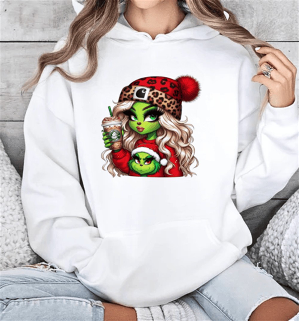 Girl Grin with coffee and cheetah beanie christmas T-Shirt