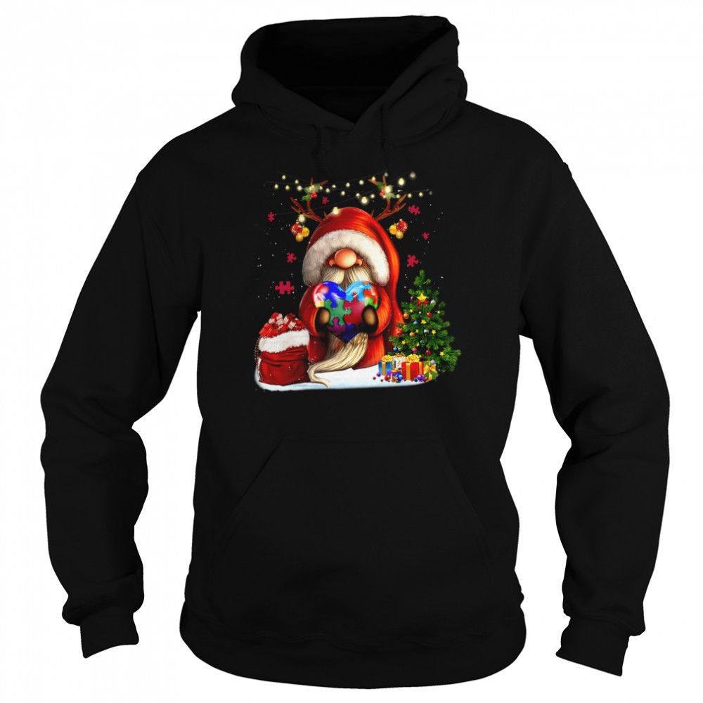 Gnome Hug Autis Heart Merry Christmas Shirt