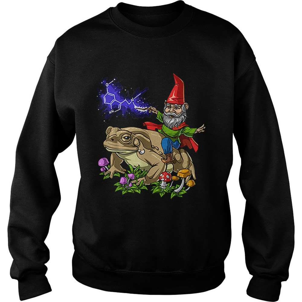 Gnome Riding Bufo Alvarius Toad Chemistry Witch Christmas shirt