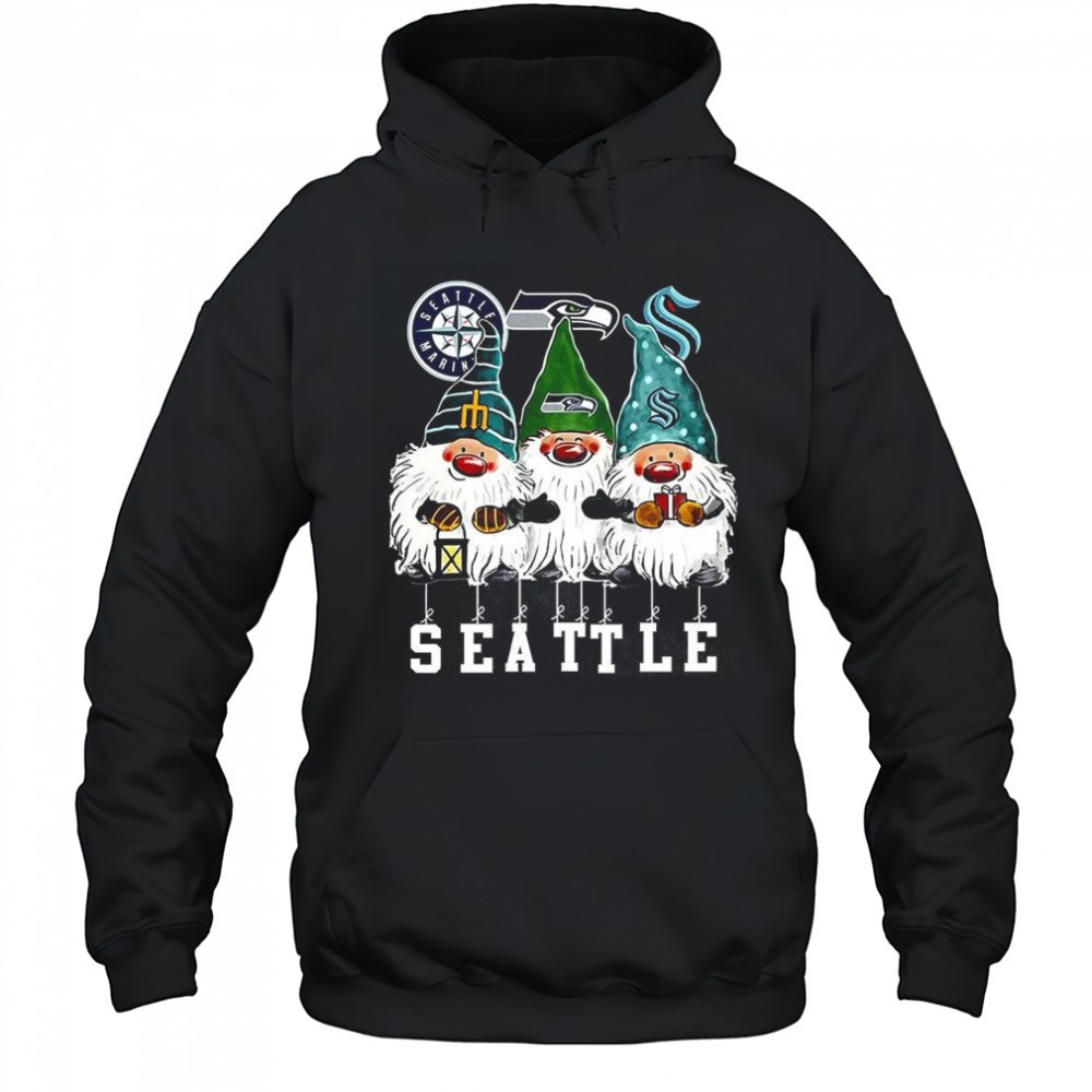 Gnome Seattle Seahawks Mariners Kraken Christmas shirt