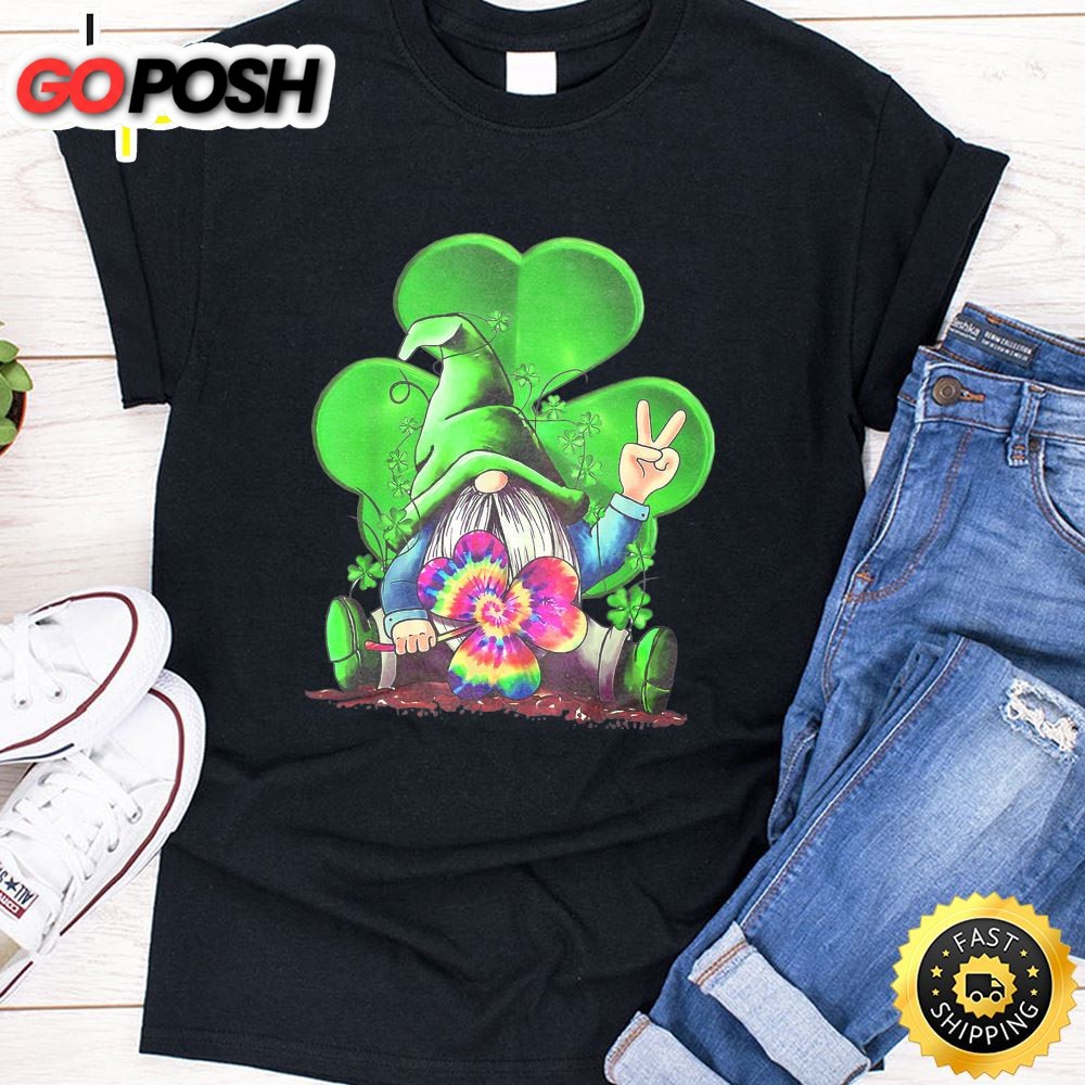 Gnome Tie Dye Shamrock St Patricks Day Gnome For Women Kids T-Shirt
