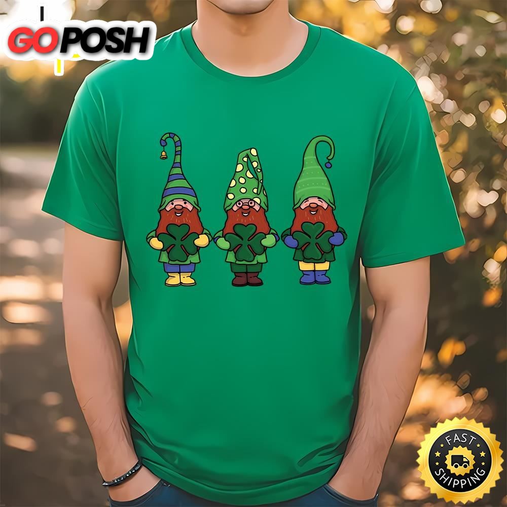 Gnomes With Shamrocks Patricks Day T-Shirt