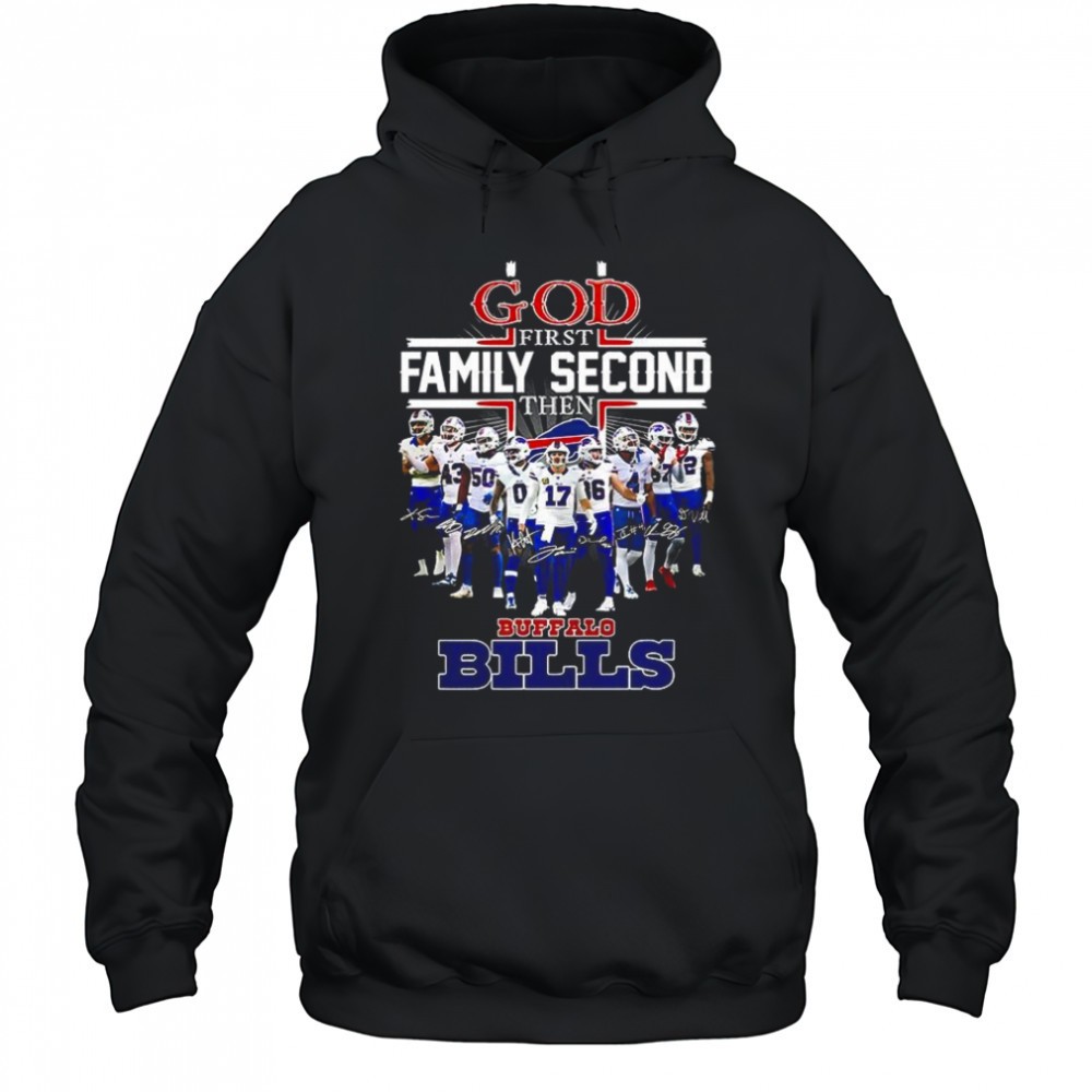 God first family second then Buffalo Bills player signature Christian shirt