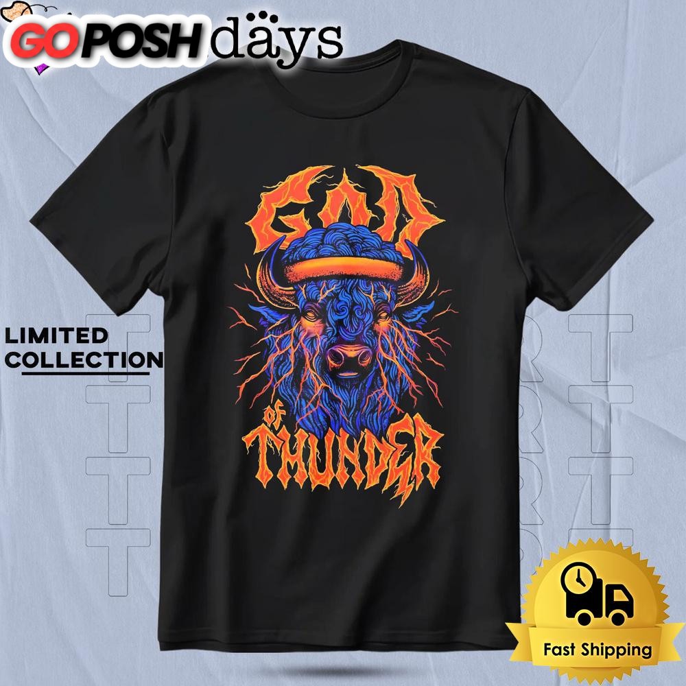 God Of Thunder Electric Bison Okc Basketball T Shirt