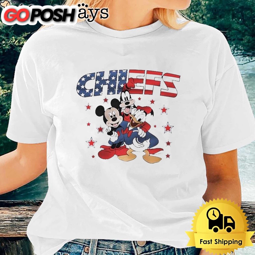 Goofy And Mickey Mouse NFL Kansas City Chiefs Happy 4th Of July 2024 Painting T-Shirt