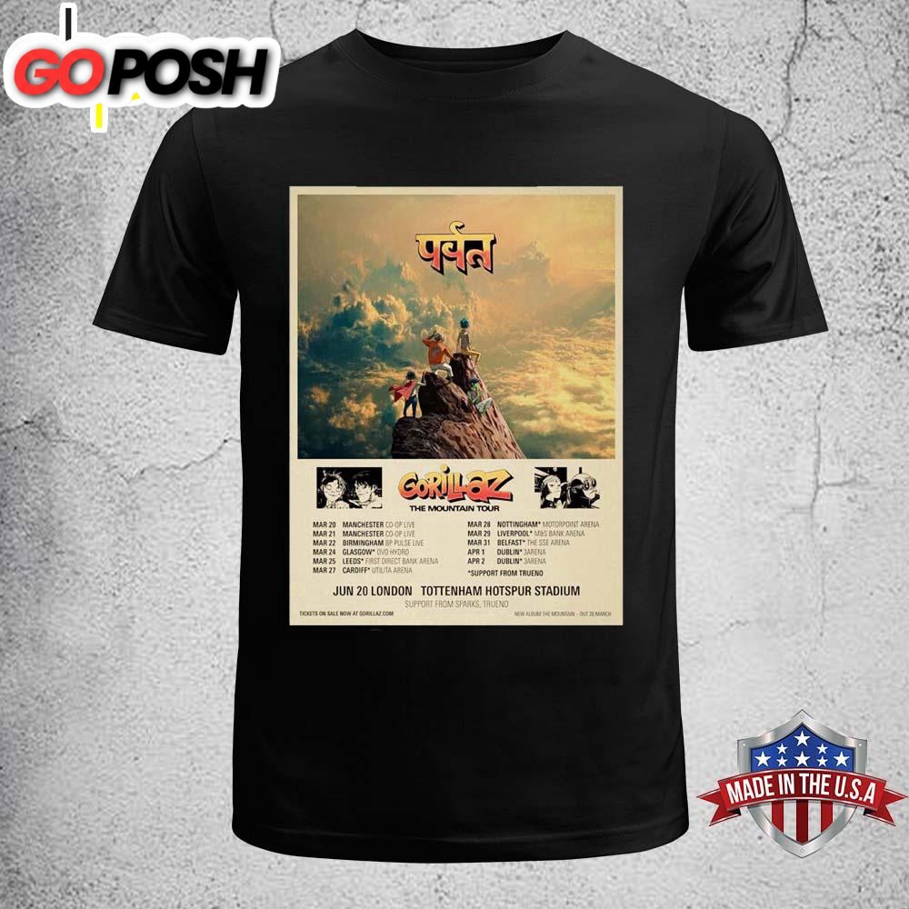 Gorillaz The Mountain Tour UK And Ireland Arenas 2026 Unisex T-Shirt