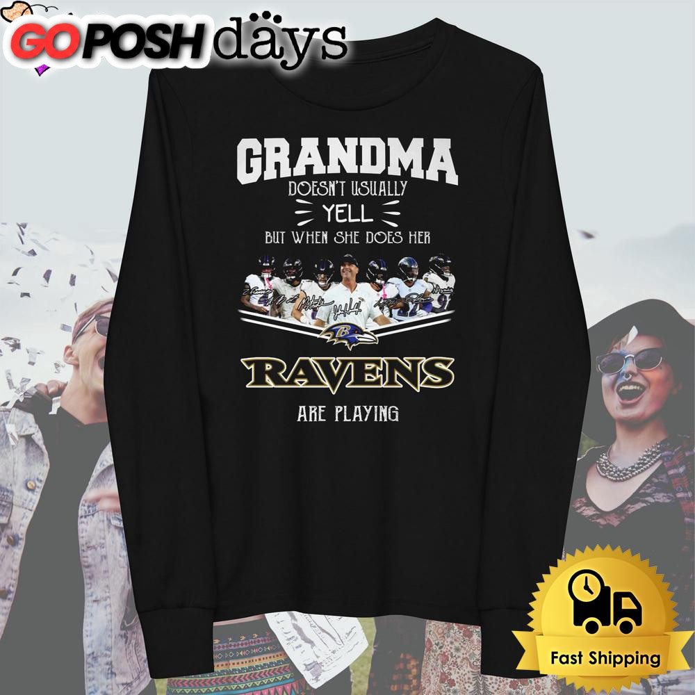 grandma-doesnt-usualy-yell-she-does-her-baltimore-ravens-are-playing-t-shirt-7jpglv1p Grandma Doesn’t Usualy Yell She Does Her Baltimore Ravens Are Playing T Shirt