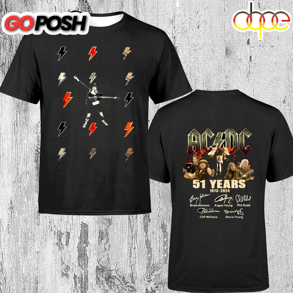 Graphic 51 Years ACDC 1973-2025 Signature Rock Unisex T-Shirt