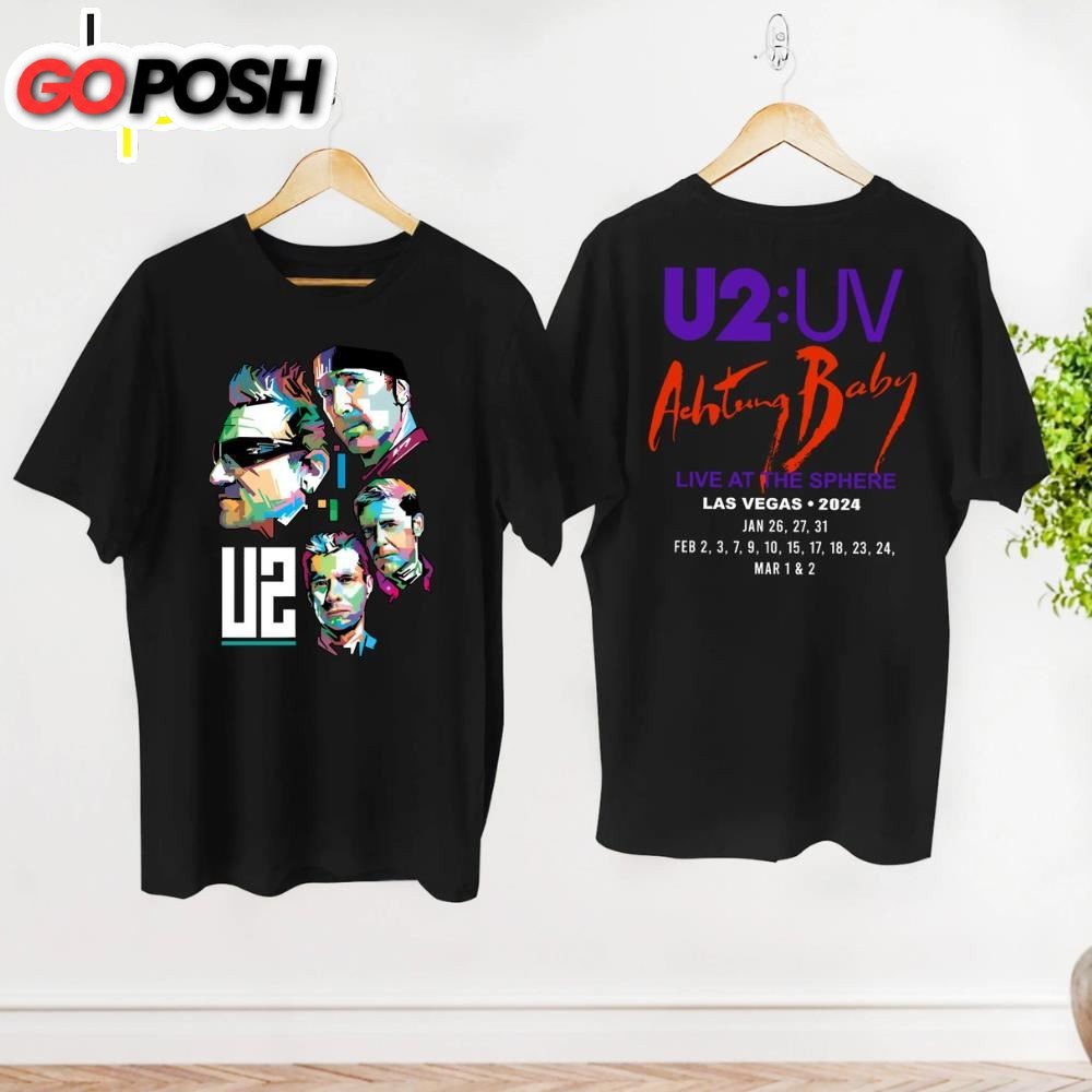 Graphic U2 Band Unisex Shirt, U2 Band Achtung Baby Live At Sphere Shirt