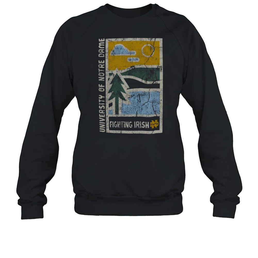 Graphite Notre Dame Fighting Irish Comfort Colors Minimal Vista Distressed Graphics T Shirt