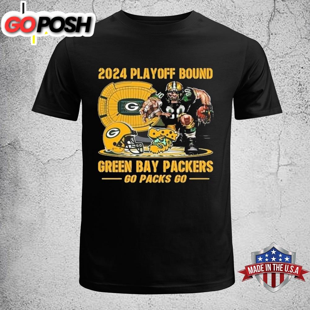 Green Bay Packers 2024 Playoff Bound Go Packs Go Mascot Unisex T-Shirt