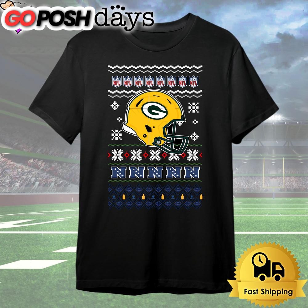 Green Bay Packers Helmet Team Christmas T Shirt