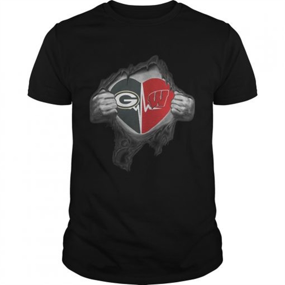 Green Bay Packers inside my heart Wisconsin Badgers shirt