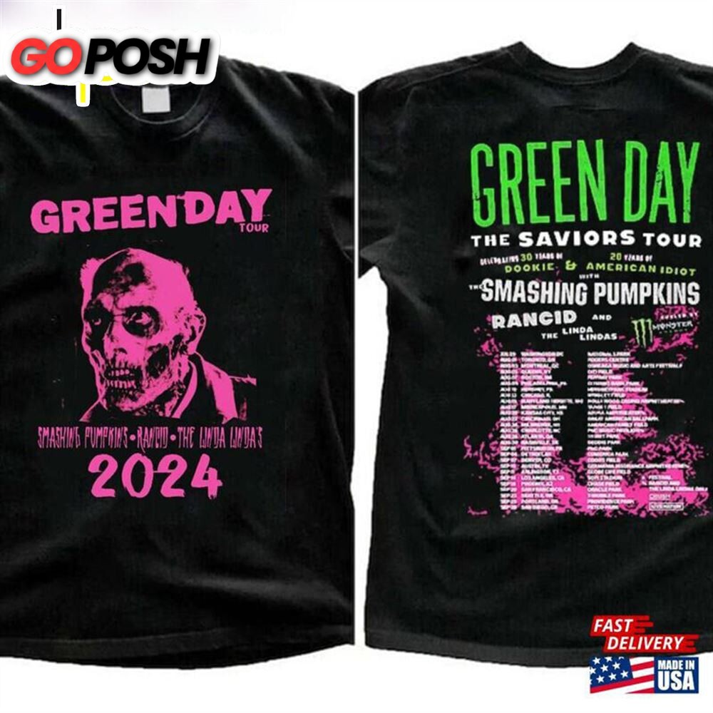 Green Day The Saviors 2024 Tour T-Shirt Band Graphic Tee Concert Shirt