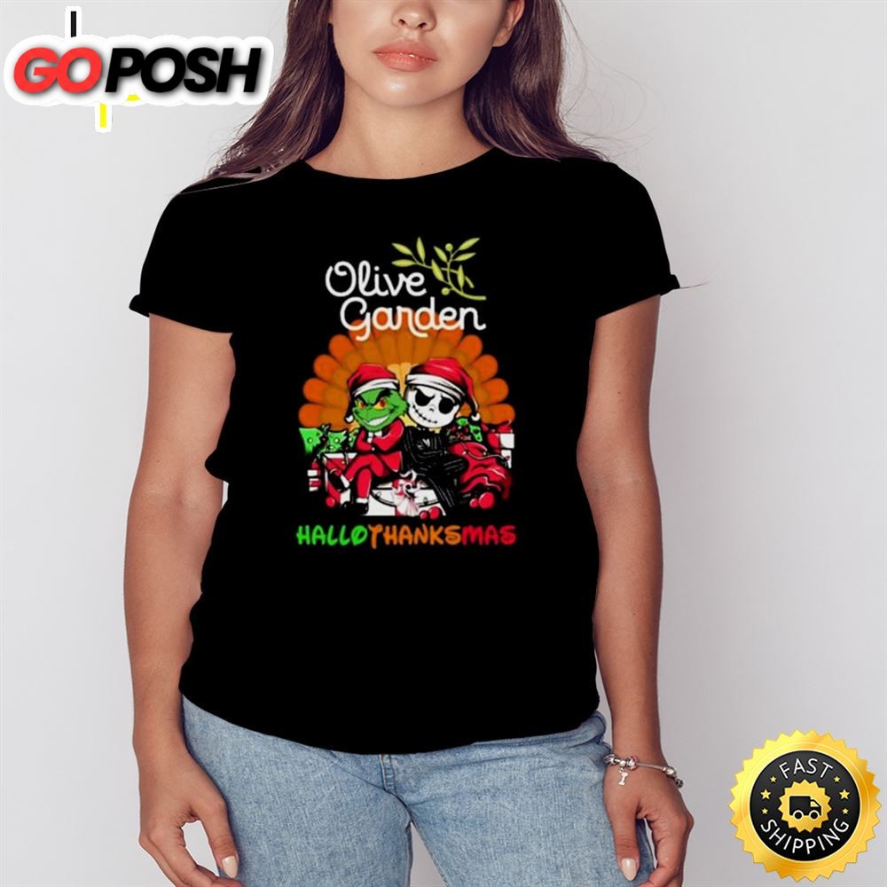 Grinch And Jack Skellington Olive Garden Hallothanksmas 2025 Shirt