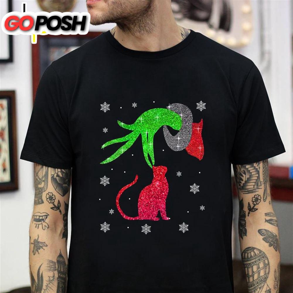 Grinch Christmas Holding Cat Ornament T-Shirt