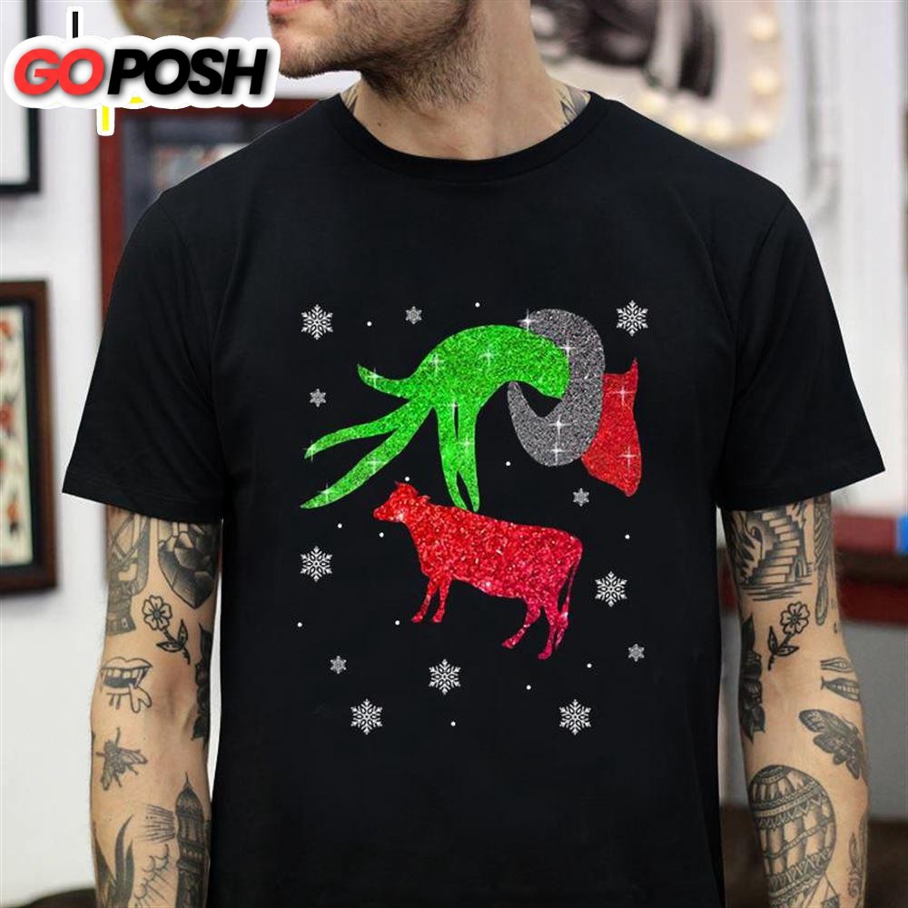 Grinch Christmas Holding Cow Ornament T-Shirt